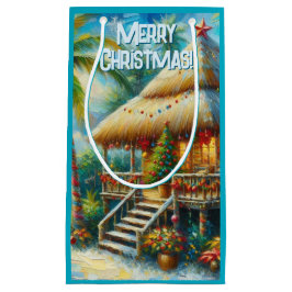 トロピカルハットクリスマスパームツリービーチライト スモールペーパーバッグ