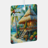 トロピカルハットクリスマスパームツリービーチライト メタルオーナメント (正面右)