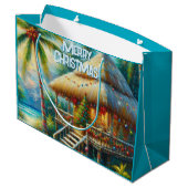 トロピカルハットクリスマスパームツリービーチライト ラージペーパーバッグ (裏面アングル)