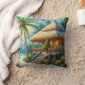 トロピカルハットクリスマスパームツリービーチ季節 クッション (ブランケット)