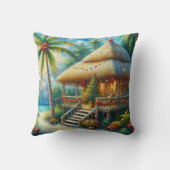 トロピカルハットクリスマスパームツリービーチ季節 クッション (裏面)