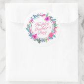 トロピカルハッピーマザーズデイフローラフレームステッカー ラウンドシール (バッグ)