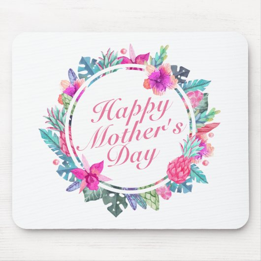 トロピカルハッピーマザーズデイフローラフレームマウスパッド マウスパッド (正面)