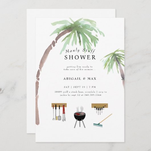 トロピカルハニードカップルウェディングシャワー誘致 招待状 (正面/裏面)