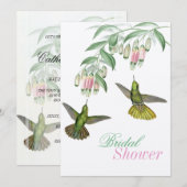 トロピカルハミングバード フローラル ブライダル カップル シャワー 招待状 (正面/裏面)