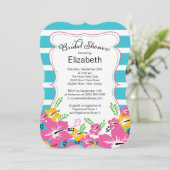 トロピカルハモダンイビスカスフラワーズブライダルシャワー 招待状 (スタンド正面)