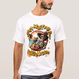 トロピカルハロウィンのビーチスケルトン Tシャツ