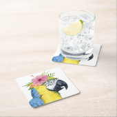 トロピカルハロー – オウム スクエアペーパーコースター (インサイチュ)