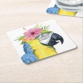 トロピカルハロー – オウム スクエアペーパーコースター (アングル)