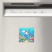 トロピカルハワイのカラフルな水中サメと海亀 マグネット (インサイチュ (食洗機))