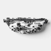 トロピカルハワイアイランドブラック&ホワイトネームカスタム ファニーパック (レイダウン)