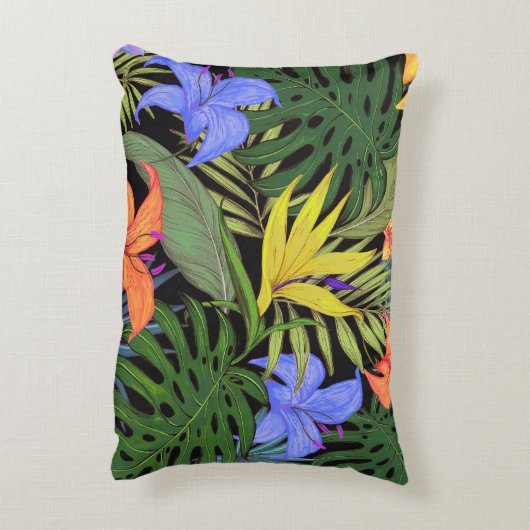 トロピカルハワイアロハフラワーグラフィック アクセントクッション (裏面(縦))