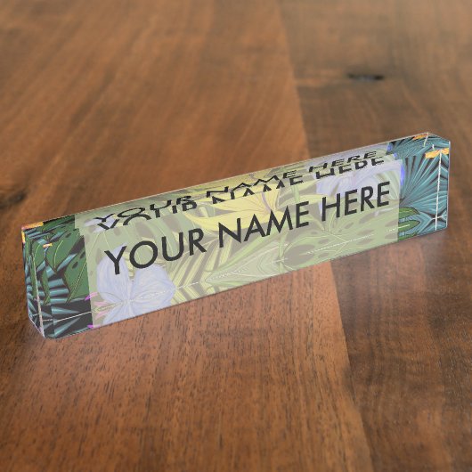 トロピカルハワイアロハフラワーグラフィック デスクネームプレート (側面)