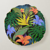 トロピカルハワイアロハフラワーグラフィック ラウンドクッション (裏面)