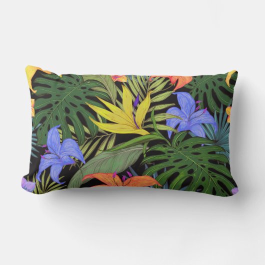 トロピカルハワイアロハフラワーグラフィック ランバークッション (正面)