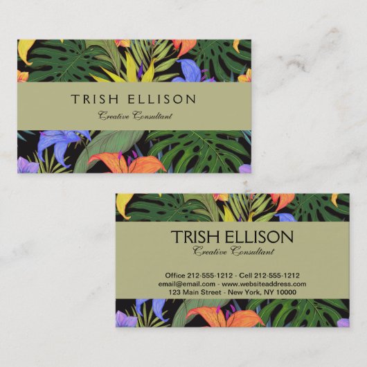 トロピカルハワイアロハフラワーグラフィック 名刺 (正面/裏面)