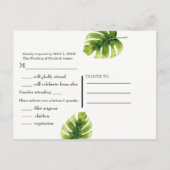 トロピカルハワイアンの花 エレガントな結婚式の出欠確認 インビテーションポストカード (裏面)