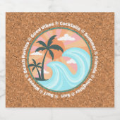 トロピカルハワイアンアイランドパームツリーズオンフェイクコルク ビールラベル (シングルラベル)