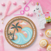 トロピカルハワイアンアイランドパームツリーズオンフェイクコルク ペーパープレート (パーティー)