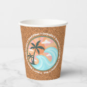 トロピカルハワイアンアイランドパームツリーズオンフェイクコルク 紙コップ (正面)