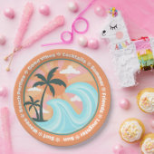 トロピカルハワイアンアイランドパームツリーズグッドビベス ペーパープレート (パーティー)