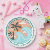 トロピカルハワイアンアイランドパームツリーズグッドビベス ペーパープレート (パーティー)