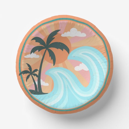 トロピカルハワイアンアイランドパームツリーズグッドビベス ペーパーボウル (正面)