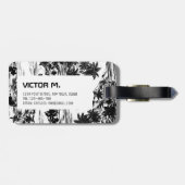 トロピカルハワイアンアイランド白黒 パーソナライズされた ラゲッジタグ (裏面横)