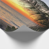 トロピカルハワイアントロピカルアイランドビーチサンセット ラッピングペーパー (角)