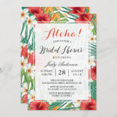 トロピカルハワイアンハイビスカスアロハブライダルシャワー 招待状 (正面/裏面)