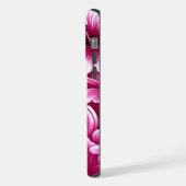 トロピカルハワイアンハイビスカスピンクパーソナライズされたホワイト iPhoneケース (左側面)