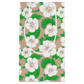 トロピカルハワイアンハイビスカスフローラカーキベージュ スモールペーパーバッグ (正面)