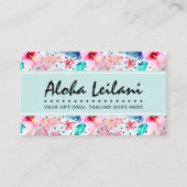 トロピカルハワイアンハイビスカス&パームリーフウォーターカラー 名刺 (正面)