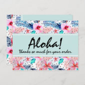 トロピカルハワイアンハイビスカス&パームリーフサンキュー ポストカード (正面/裏面)