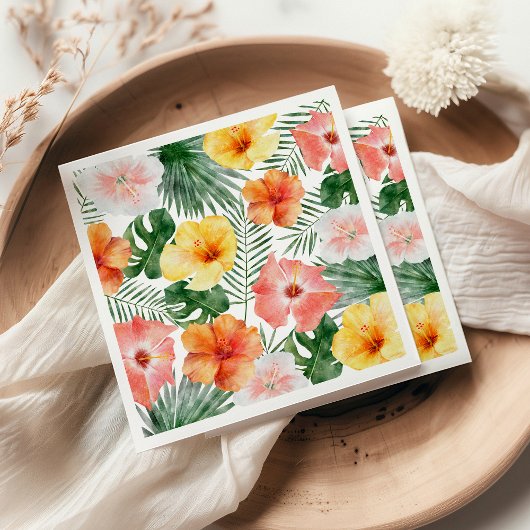 トロピカルハワイアンバースデーパーティナプキンス スタンダードカクテルナプキン