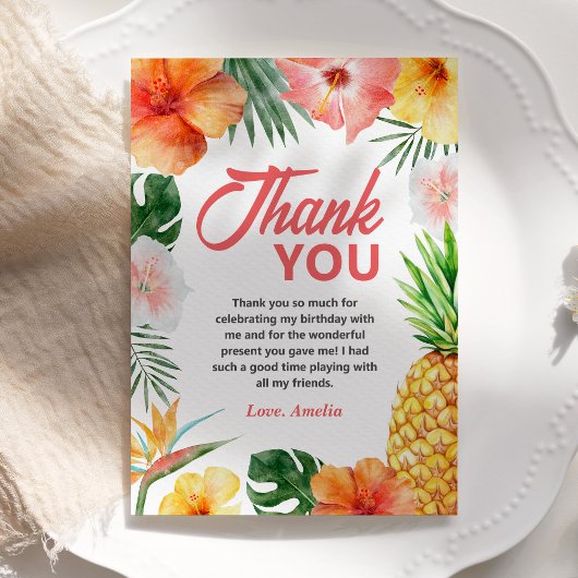 トロピカルハワイアンバースデーパーティーサンキューカード サンキューカード