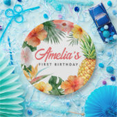 トロピカルハワイアンバースデーパーティー紙プレート ペーパープレート (パーティー)