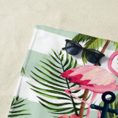 トロピカルハワイアンピンクフラミンゴズヤシ葉の木 ビーチタオル (インサイチュ)