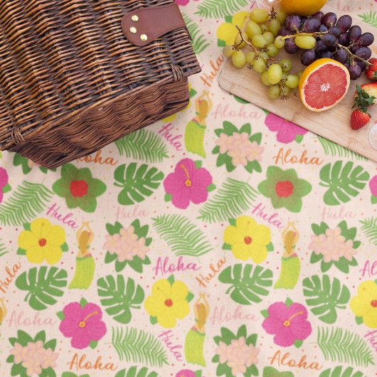 トロピカルハワイアンフラダンサーコージーアート フリースブランケット