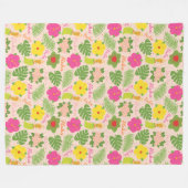 トロピカルハワイアンフラダンサーコージーアート フリースブランケット (正面(横))