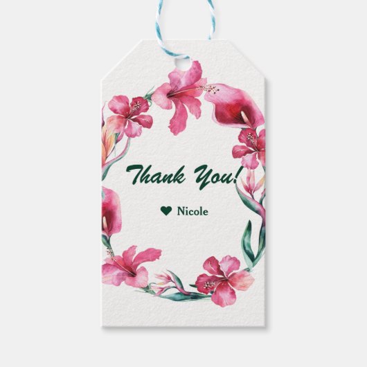トロピカルハワイアンフラワーエレガントな結婚式の好意 ギフトタグ (正面)