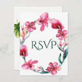 トロピカルハワイアンフラワーエレガントな結婚式RSVP インビテーションポストカード (正面/裏面)