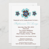 トロピカルハワイアンフラワーベビーシャワー招待状 招待状 (正面/裏面)