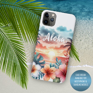トロピカルハワイアンフローラサンセットビーチシーン iPhone 11 PRO MAXケース