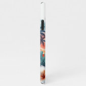 トロピカルハワイアンフローラサンセットビーチシーン iPhoneケース (右側)