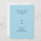 トロピカルハワイアンフローラバースデーパーティライトブルー 招待状 (裏面)