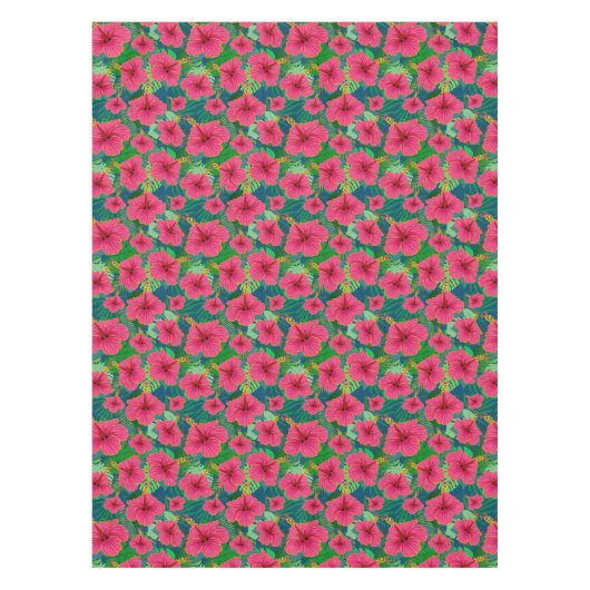 トロピカルハワイアンフローラフリージエレガントハイビスカス テーブルクロス (正面)