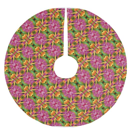 トロピカルハワイアンフローラボヘミアンアロハ ブラッシュドポリエステルツリースカート (正面)