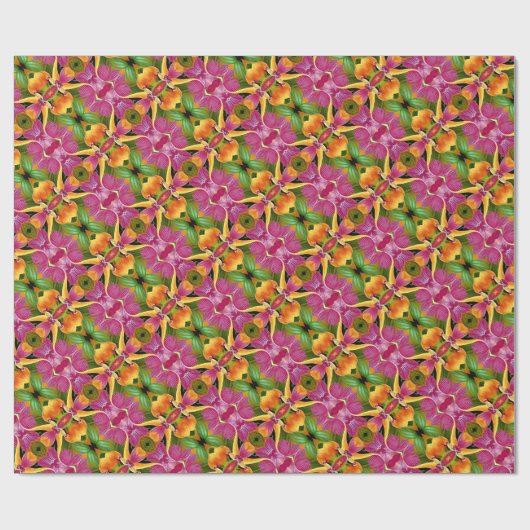 トロピカルハワイアンフローラボヘミアンアロハ ラッピングペーパー (フラット)