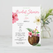 トロピカルハワイアンフローラ&ココナッツブライダルシャワー 招待状 (スタンド正面)